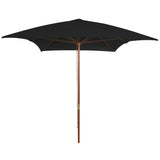 Vidaxl Parasol con palo di legno 200x300 cm nero