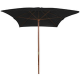 Vidaxl Parasol mit Holzstange 200x300 cm schwarz