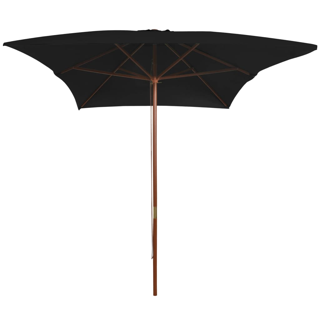 Vidaxl Parasol con palo di legno 200x300 cm nero