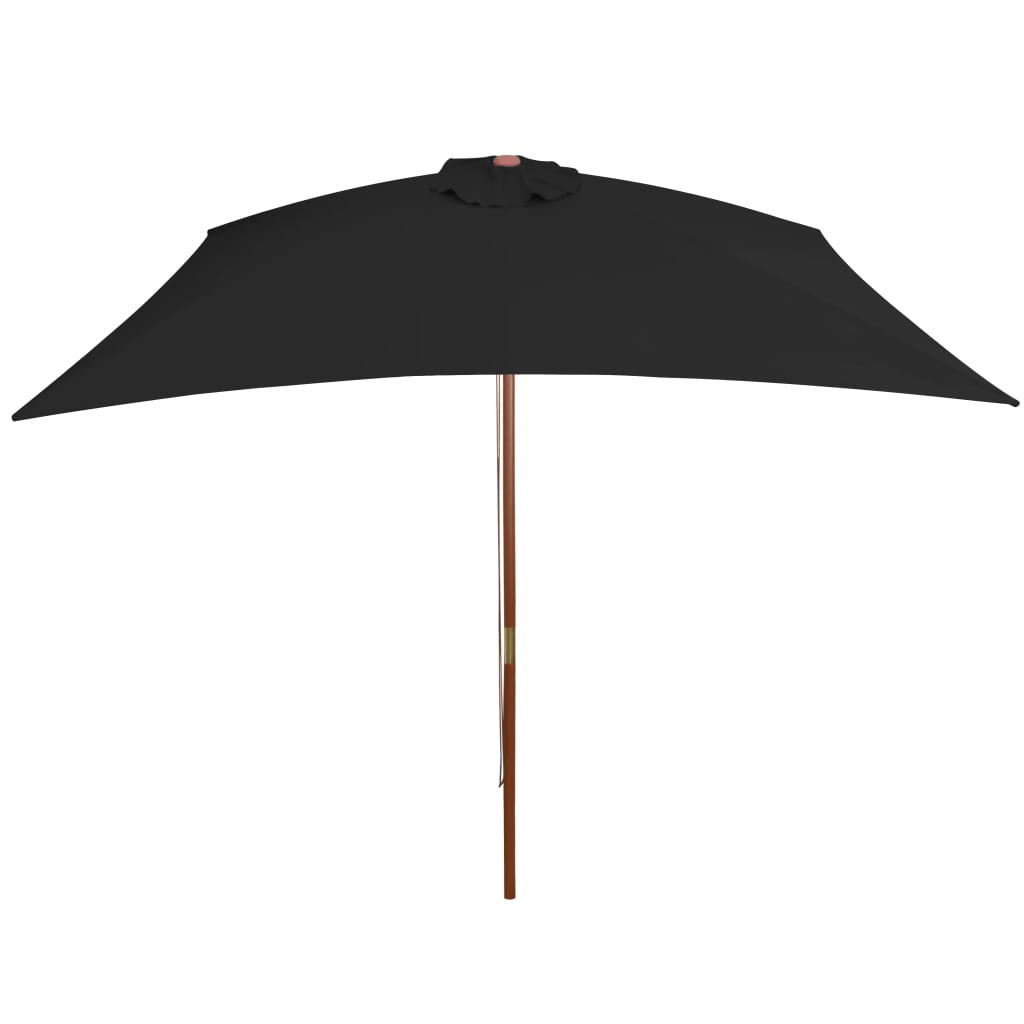 Vidaxl Parasol con palo di legno 200x300 cm nero