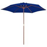 Vidaxl Parasol con palo in legno 270 cm blu