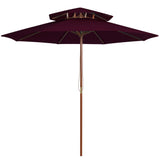 Vidaxl Parasol Double Decker mit Holzstange 270 cm Bordeaux Rot