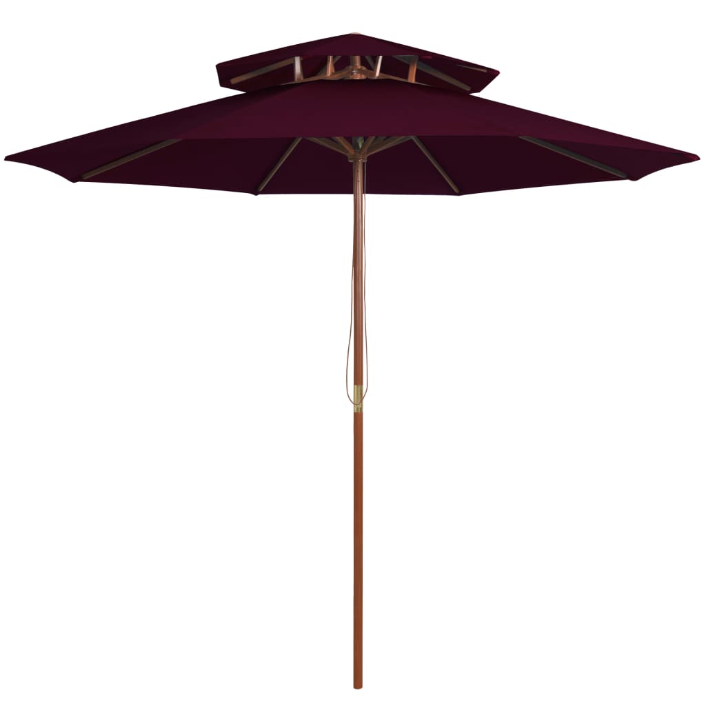 Vidaxl Parasol Double Decker con palo in legno 270 cm Bordeaux rosso