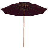 Vidaxl Parasol Double Decker mit Holzstange 270 cm Bordeaux Rot