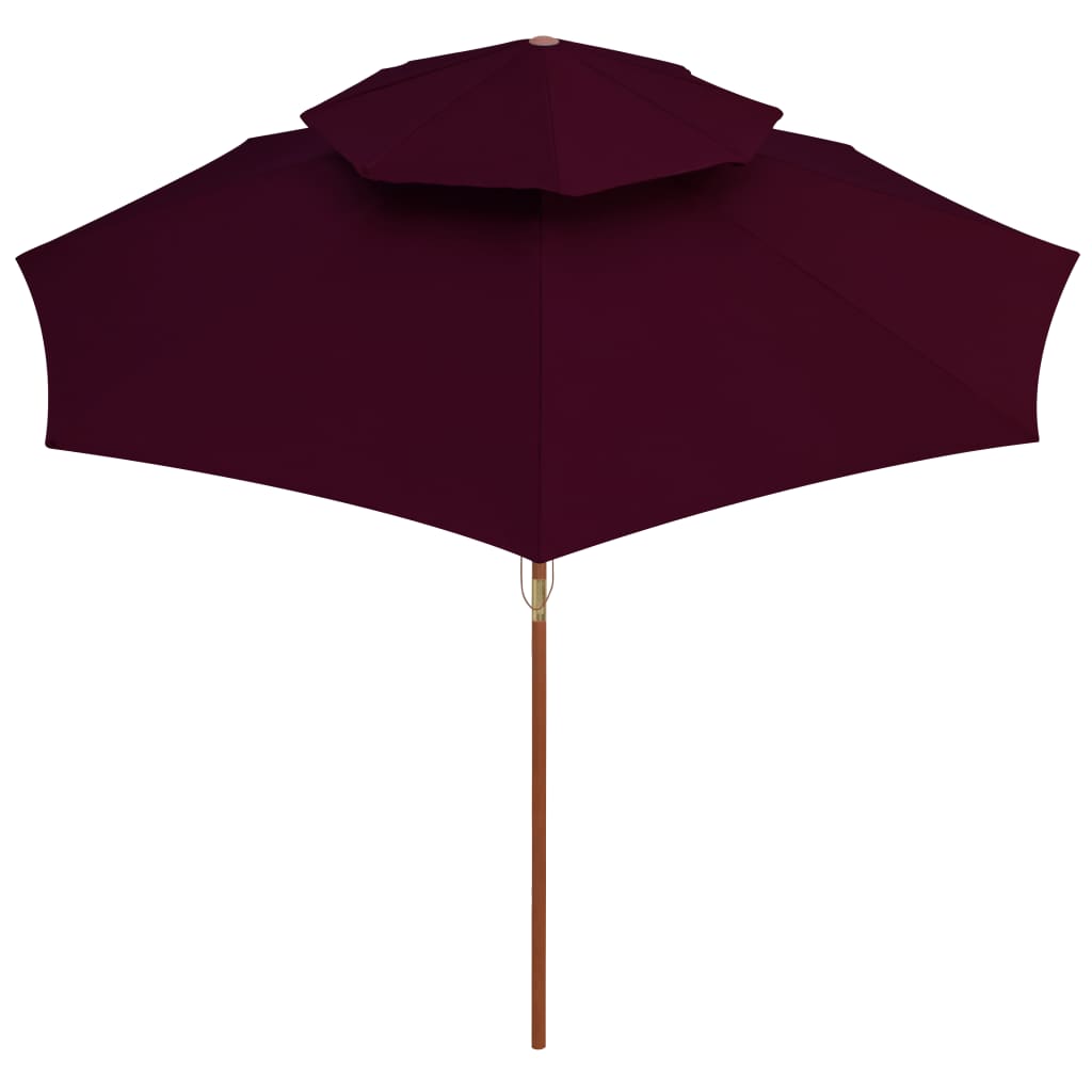 Vidaxl Parasol Double Decker con palo in legno 270 cm Bordeaux rosso