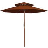 Vidaxl Parasol Double -Decker con polo in legno 270 cm Terracotta.