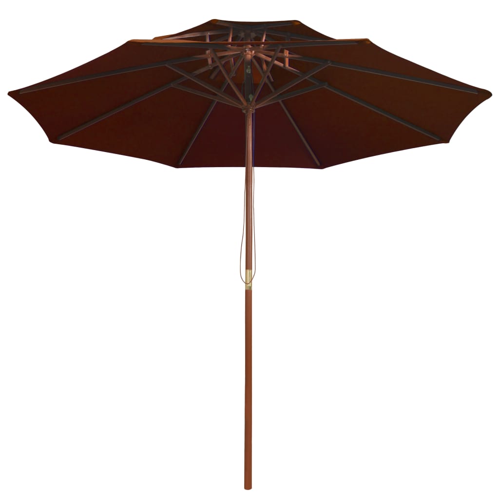 Vidaxl Parasol Double -Decker con polo in legno 270 cm Terracotta.