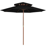 Vidaxl Parasol Double Decker con palo in legno 270 cm nero