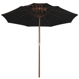 Vidaxl Parasol Double Decker mit Holzstange 270 cm Schwarz