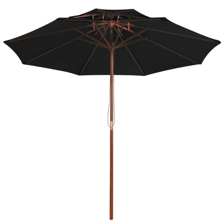 Vidaxl Parasol Double Decker mit Holzstange 270 cm Schwarz