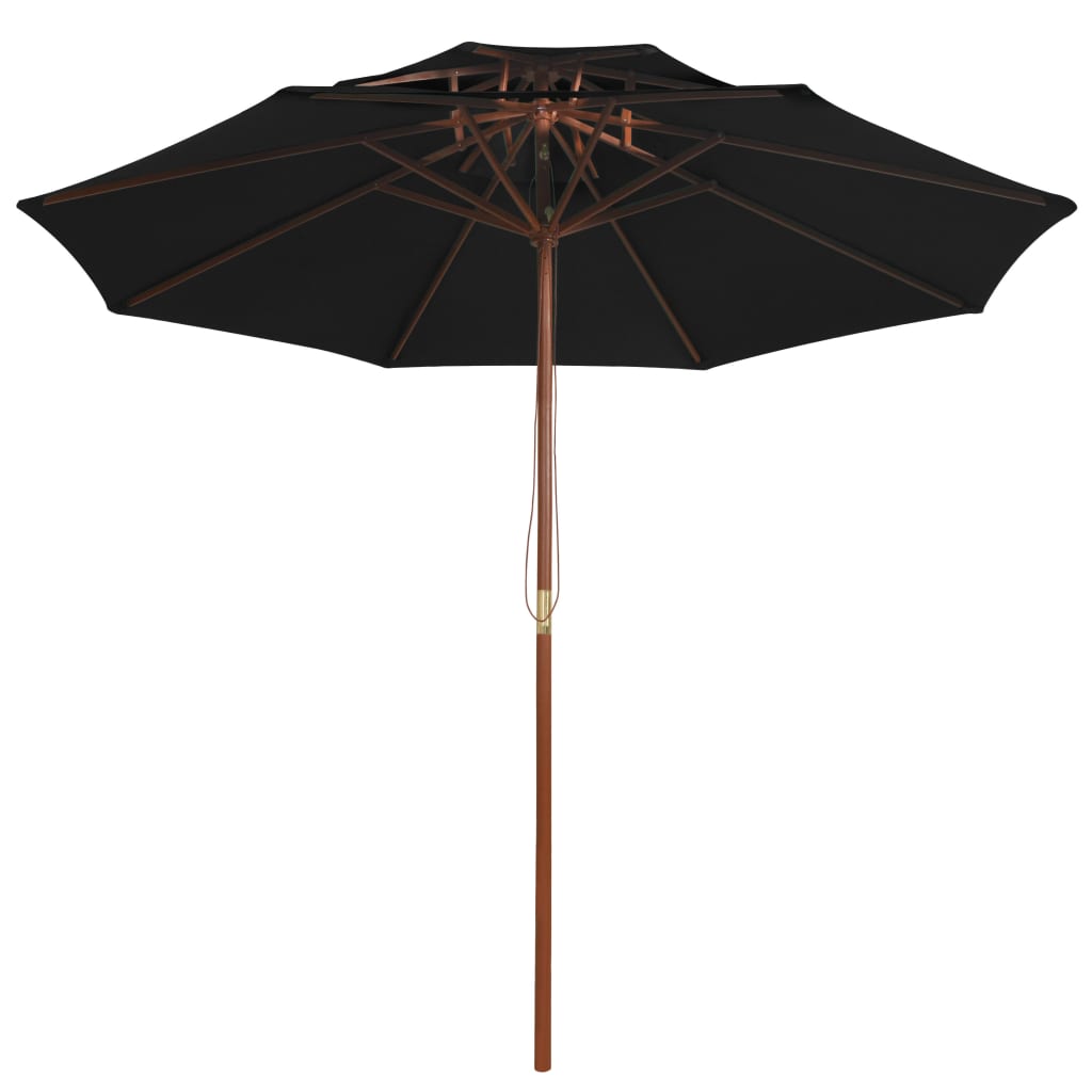 Vidaxl Parasol Double Decker con palo in legno 270 cm nero