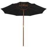 Vidaxl Parasol Double Decker con palo in legno 270 cm nero