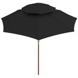 Vidaxl Parasol Double Decker mit Holzstange 270 cm Schwarz