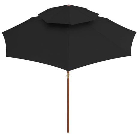 Vidaxl Parasol Double Decker mit Holzstange 270 cm Schwarz