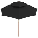 Vidaxl Parasol Double Decker con palo in legno 270 cm nero