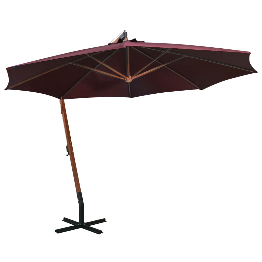 Vidaxl flytande parasol med pol 3,5x2,9 m solid tall Bordeaux röd