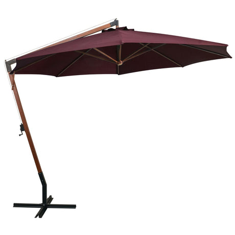 Vidaxl pływający parasol z biegunem 3,5x2,9 m stałej sosny Bordeaux Red