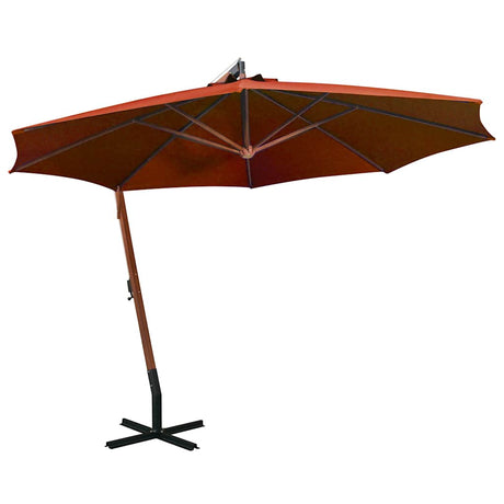 Vidaxl -schwimmendes Parasol mit Pole 3,5x2,9 m Festkiefer Terrakotta