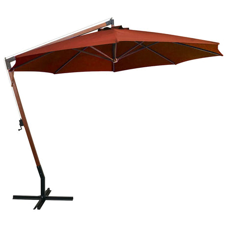 Vidaxl -schwimmendes Parasol mit Pole 3,5x2,9 m Festkiefer Terrakotta