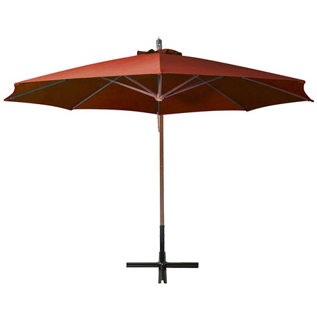 Vidaxl -schwimmendes Parasol mit Pole 3,5x2,9 m Festkiefer Terrakotta