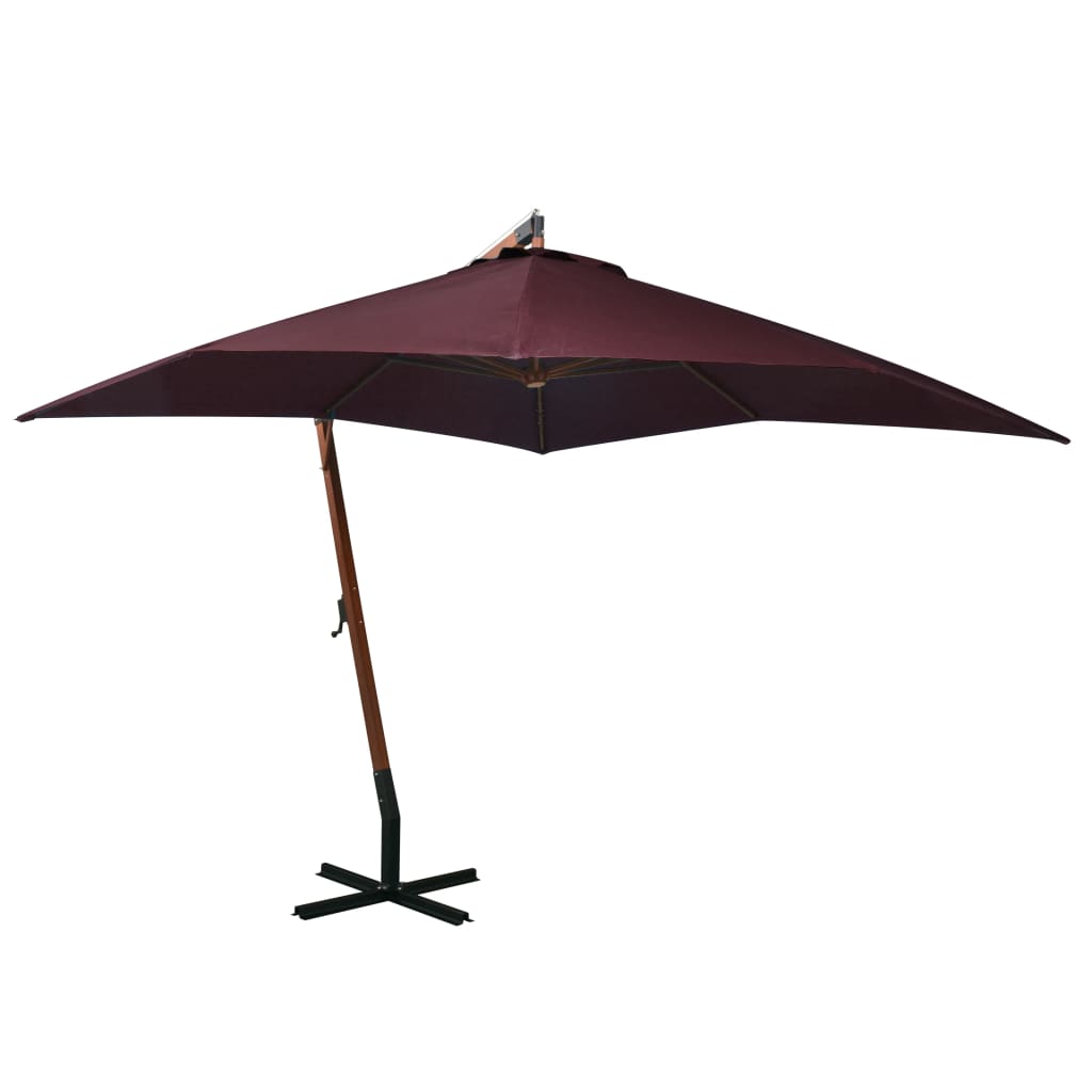 Vidaxl flytande parasol med pol 3x3 m solid Vurenhout Bordeaux röd