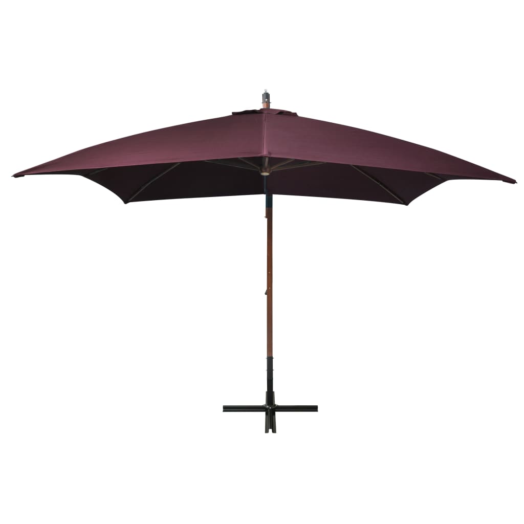 Vidaxl flytande parasol med pol 3x3 m solid Vurenhout Bordeaux röd