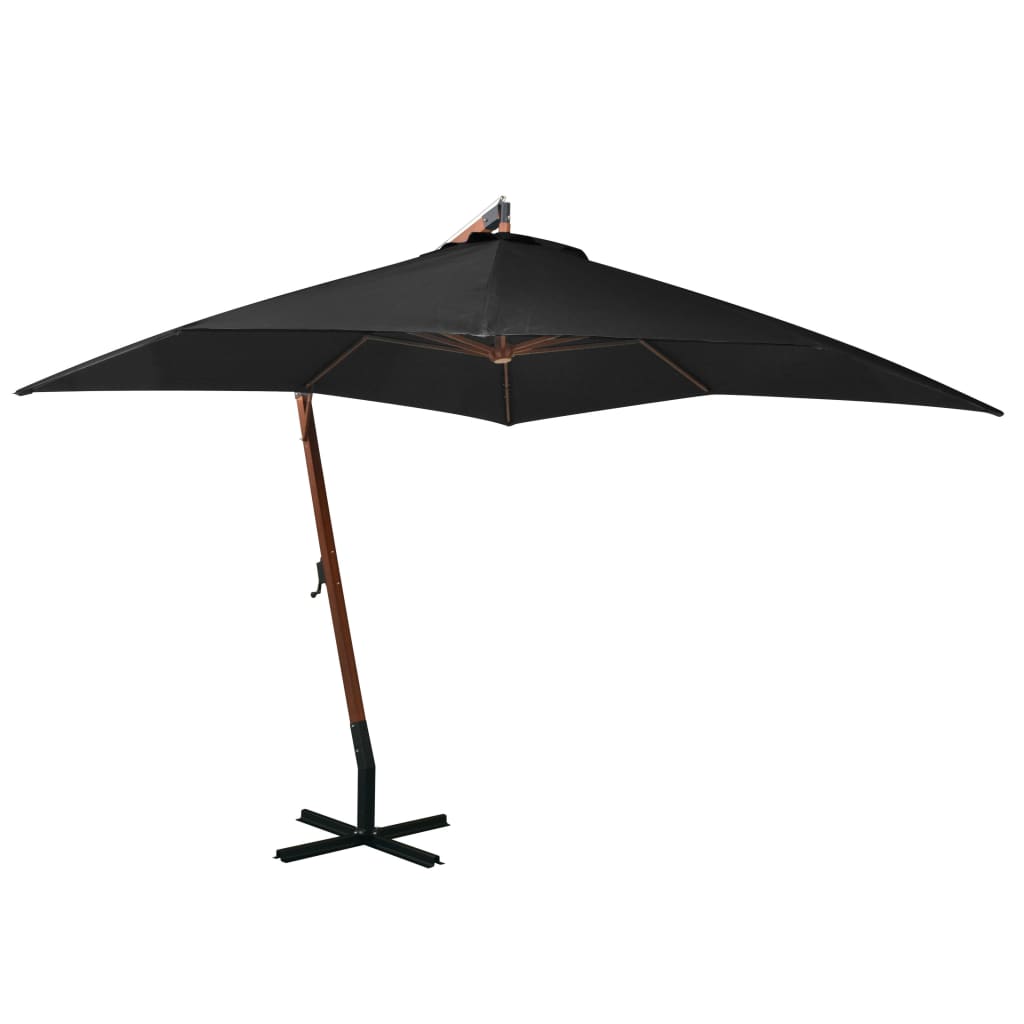 Vidaxl pływający parasol z biegunem 3x3 m stały sosnowy sosnowy czarny