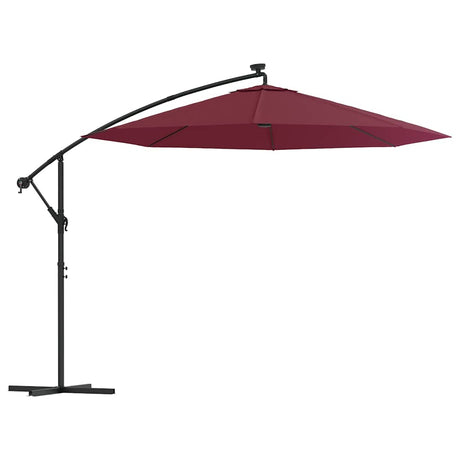 Vidaxl schwimmend Parasol mit LED und Stahlmastweinrot
