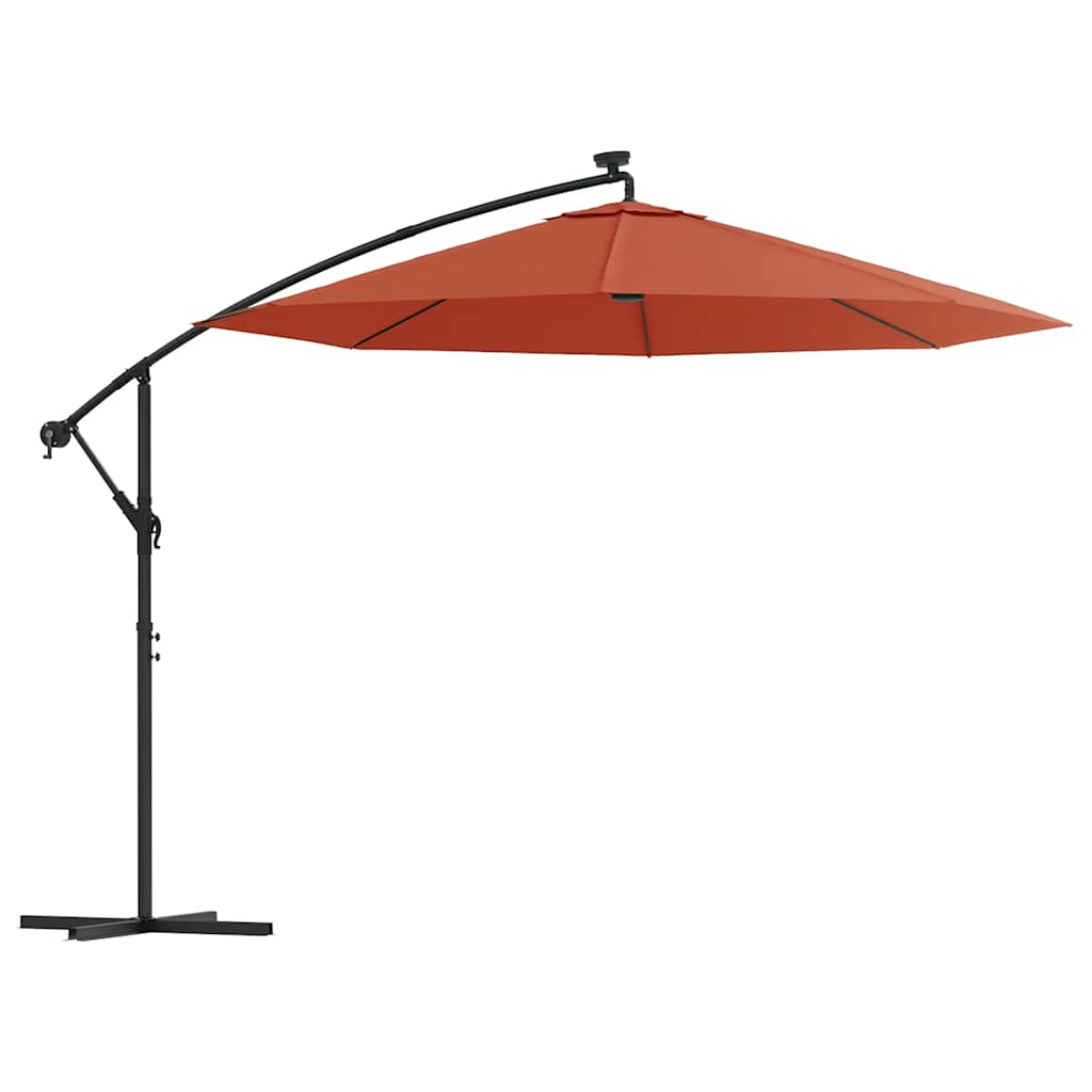 Vidaxl schwimmendes Parasol mit LED -Beleuchtung und Stahlpol Terrakotta Farbe