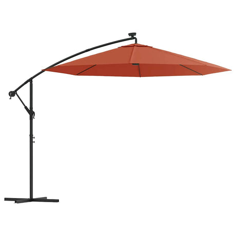 Vidaxl schwimmendes Parasol mit LED -Beleuchtung und Stahlpol Terrakotta Farbe