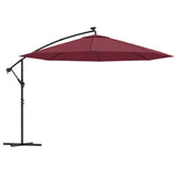 Vidaxl schwimmend Parasol mit LED -Beleuchtung 350 cm Bordeaux Rot