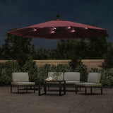 Vidaxl schwimmend Parasol mit LED -Beleuchtung 350 cm Bordeaux Rot