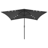 VIDAXL -Parasol mit LEDs und Stahlpol 2x3 m Anthrazit -ausgelöst