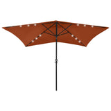 Vidaxl Parasol con LED e palo in acciaio 2x3 m in terracotta