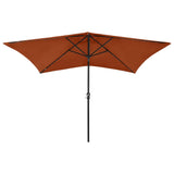 Vidaxl Parasol con LED e palo in acciaio 2x3 m in terracotta