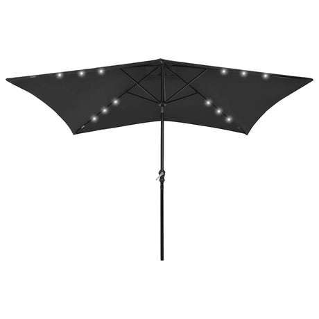 VidaXL Sonnenschirm mit LEDs und Stahlmast 2x3 m schwarz