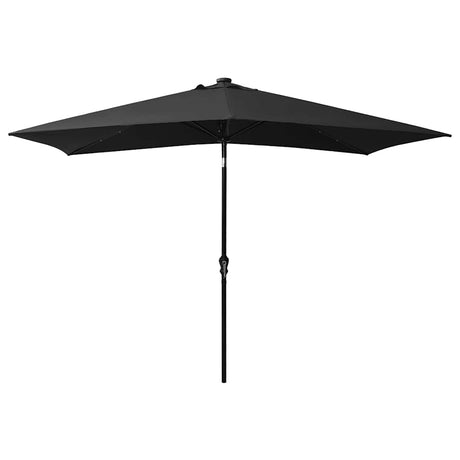 VidaXL Sonnenschirm mit LEDs und Stahlmast 2x3 m schwarz