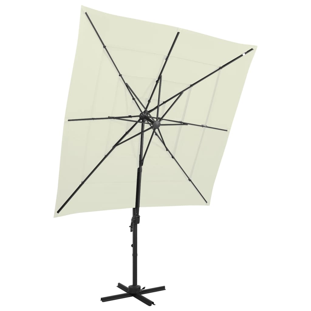 Vidaxl Parasol a 4 strati con polo in alluminio 250x250 cm color sabbia