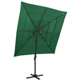 Vidaxl Parasol a 4 strati con polo in alluminio 250x250 cm verde