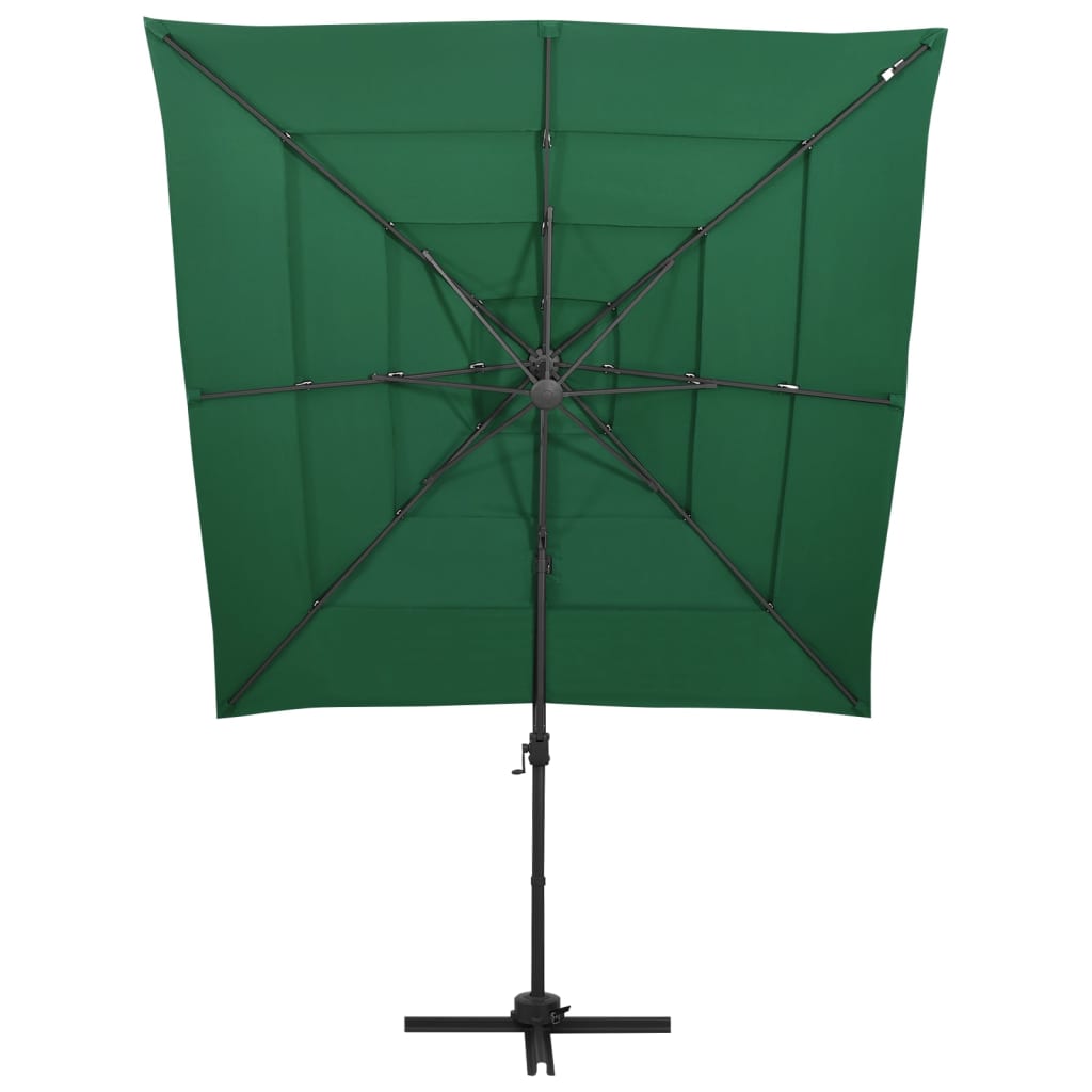 Vidaxl Parasol a 4 strati con polo in alluminio 250x250 cm verde