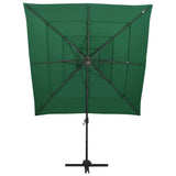 Vidaxl Parasol a 4 strati con polo in alluminio 250x250 cm verde