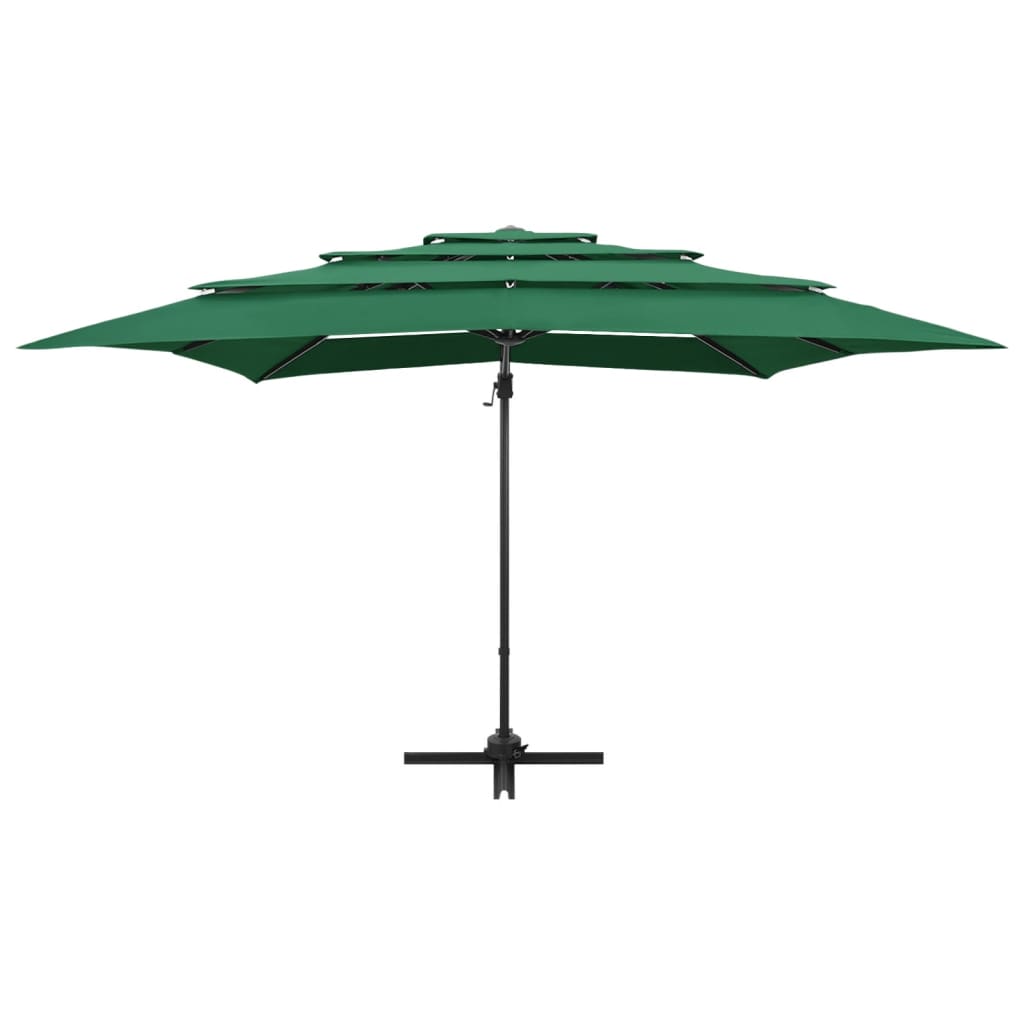 Vidaxl Parasol a 4 strati con polo in alluminio 250x250 cm verde