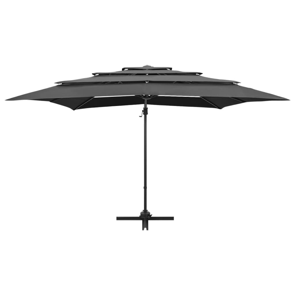 Vidaxl Parasol a 4 strati con polo in alluminio 250x250 cm color antracite