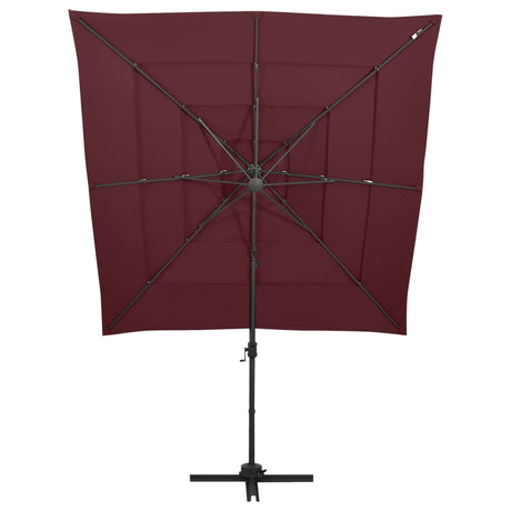 Vidaxl Parasol 4-Schicht mit Aluminiumpol 250x250 cm Burgunderrot
