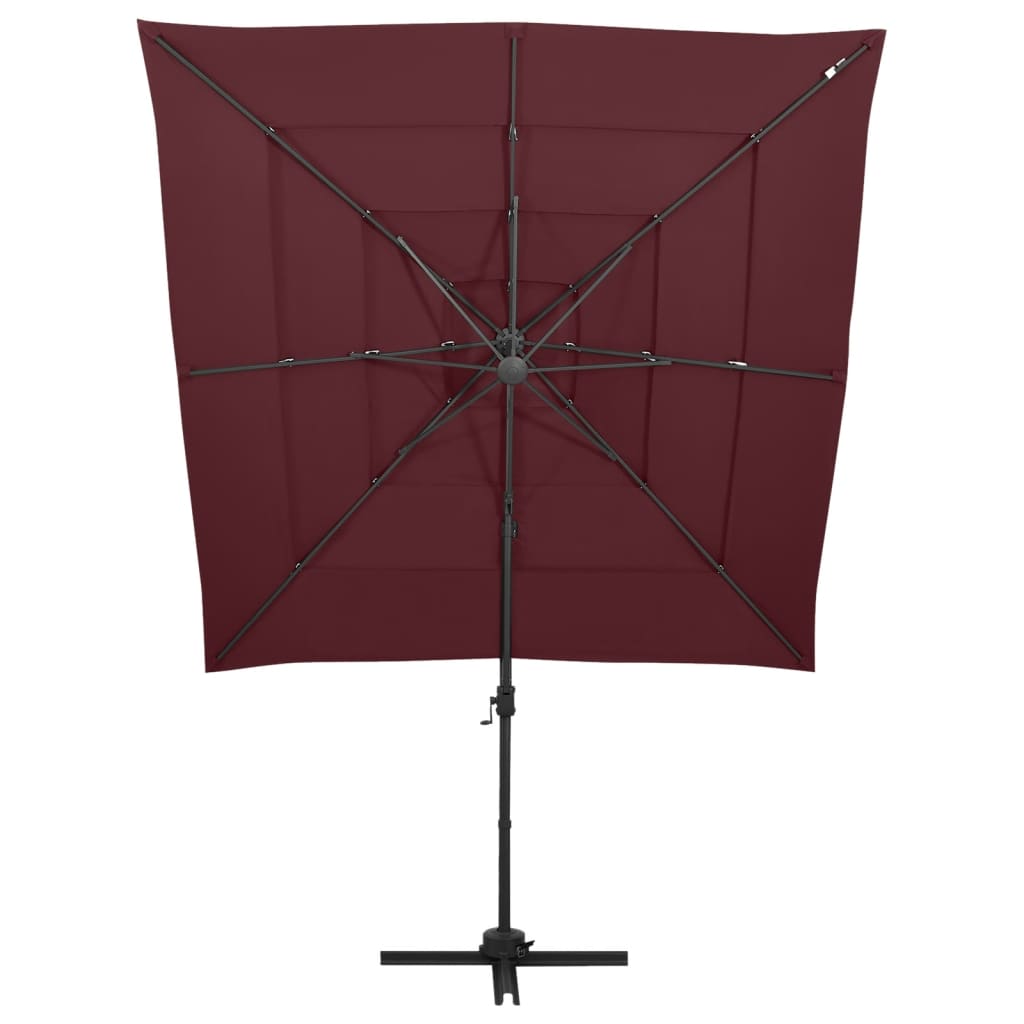 Vidaxl Parasol a 4 strati con polo in alluminio 250x250 cm borgogna rosso