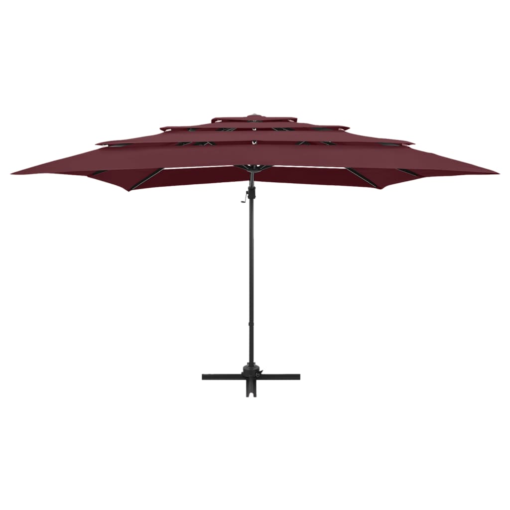 Vidaxl Parasol a 4 strati con polo in alluminio 250x250 cm borgogna rosso