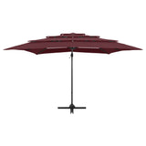 Vidaxl Parasol a 4 strati con polo in alluminio 250x250 cm borgogna rosso