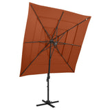 Vidaxl Parasol a 4 strati con polo in alluminio 250x250 cm color terracotta