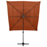 Vidaxl Parasol a 4 strati con polo in alluminio 250x250 cm color terracotta