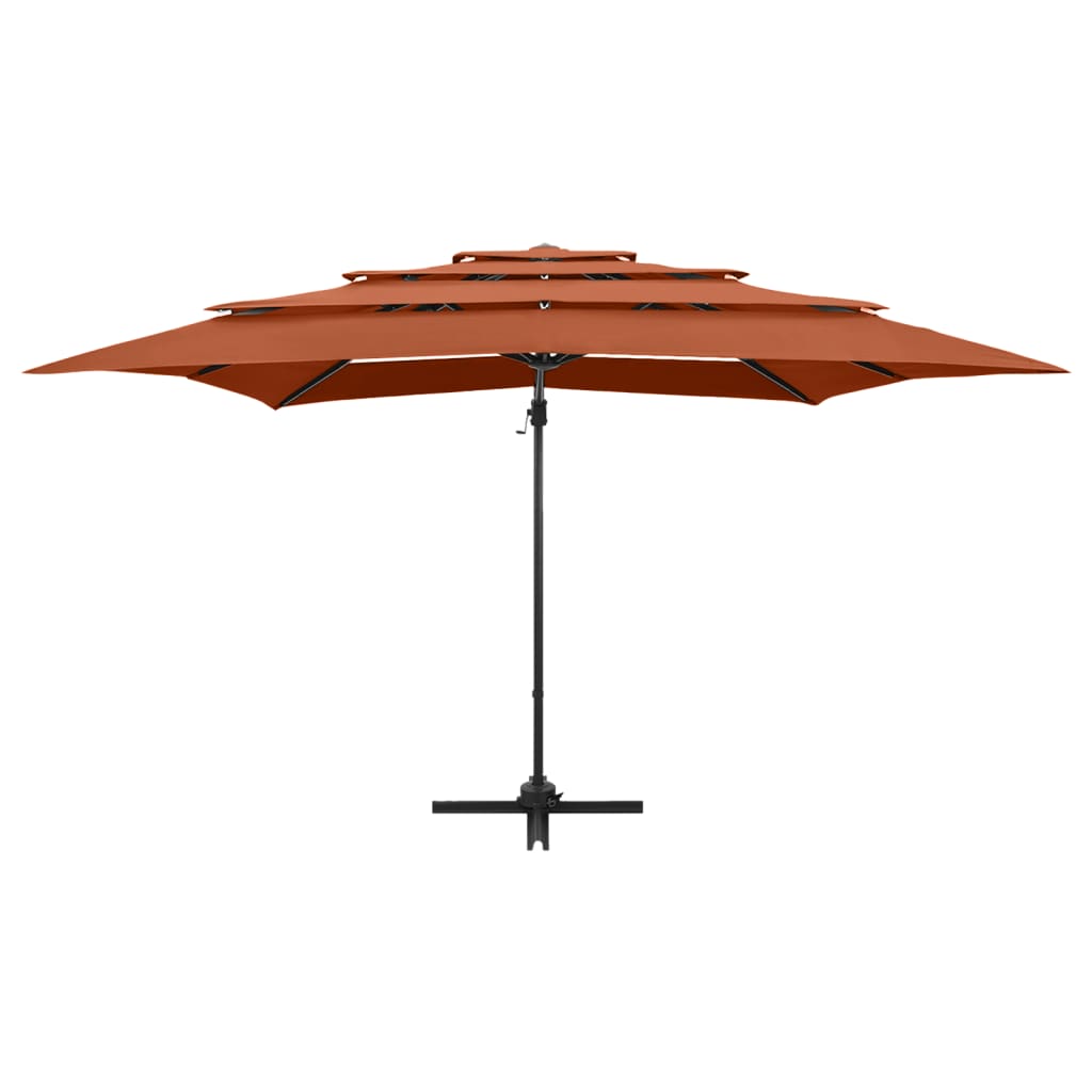 Vidaxl Parasol a 4 strati con polo in alluminio 250x250 cm color terracotta